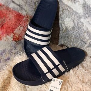 Adidas Duramo Navy and White Slides